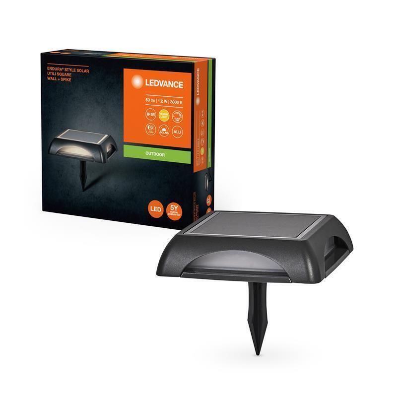 Світильник автономний LEDVANCE ENDURA STYLE SQUARE SOLAR UTILI 1.2Вт 3000K 60Лм чорний (4058075834729)