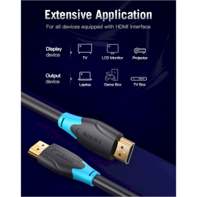 Кабель мультимедійний HDMI M to HDMI M 2.0m V2.0 4K30Hz Vention (AACBH)