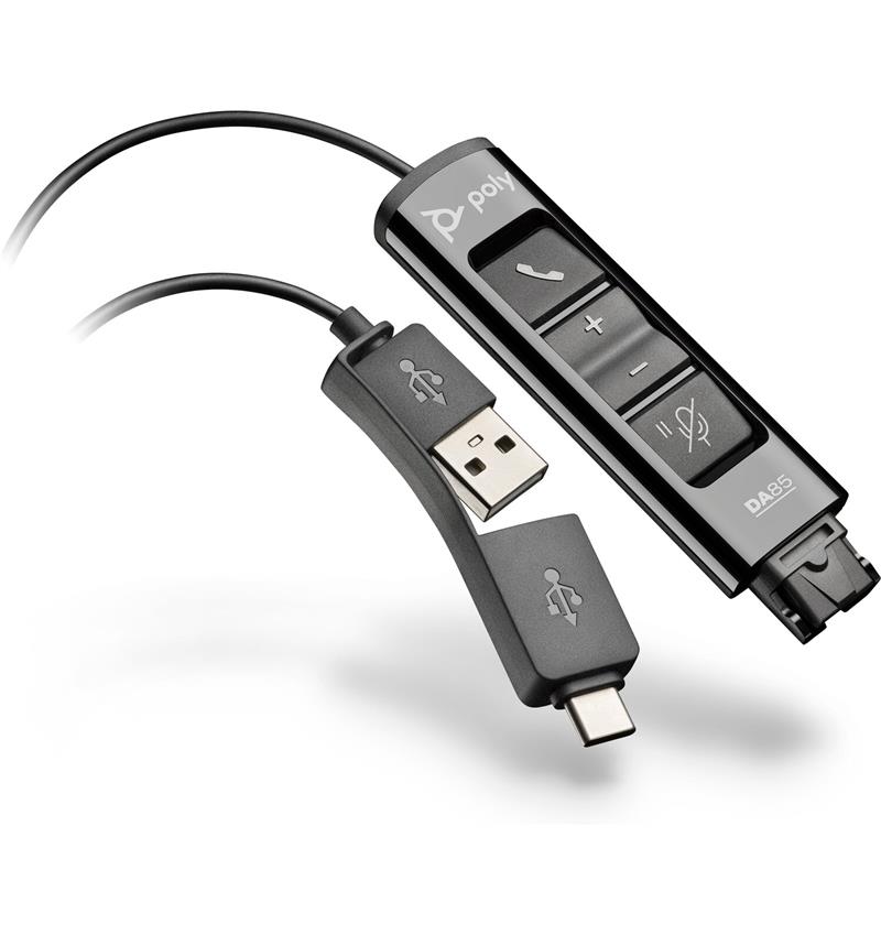 Адаптер Poly DA85 USB-A/C - QD (M/M), Black (786C7AA)