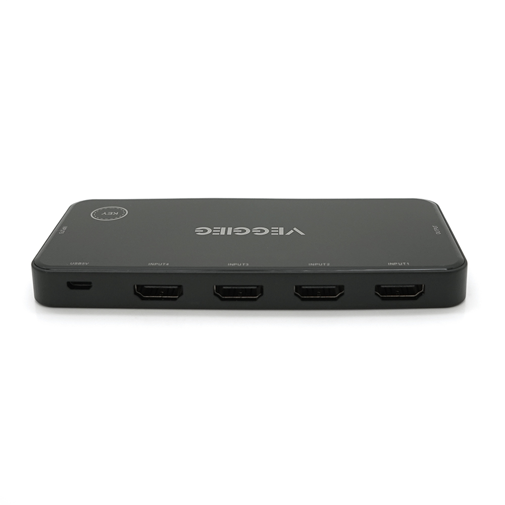 HDMI свіч VEGGIEG V-HD05 4k x 2k, 5 x 1 портів, з USB-кабелем і пультом дистанційного керування, Black, Blister (1638900)