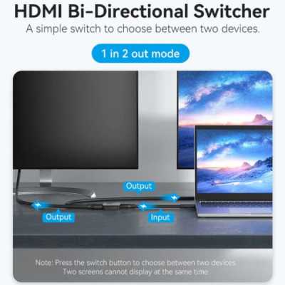 Спліттер VENTION HDMI 2.0 UHD 4K 60Hz 3D, HDCP,1080P перемикач двонаправлений (AKOB0)