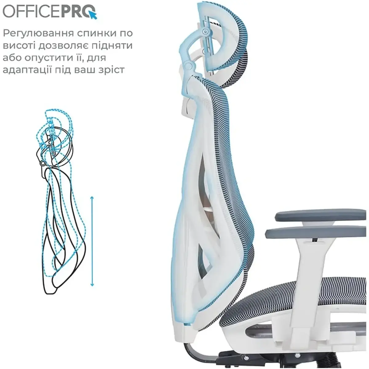 Крісло офісне Officepro Atlas OC630-W-DG-DG White/Dark Gray