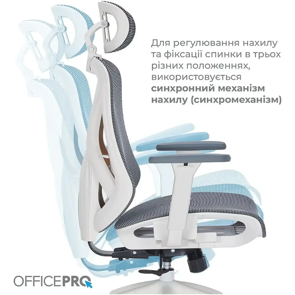 Крісло офісне Officepro Atlas OC630-W-DG-DG White/Dark Gray