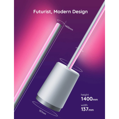 Торшер розумний Govee H6072 Lyra, 1500Lm, RGBICWW, WI-FI/Bluetooth, білий (H6072382) (1709658)