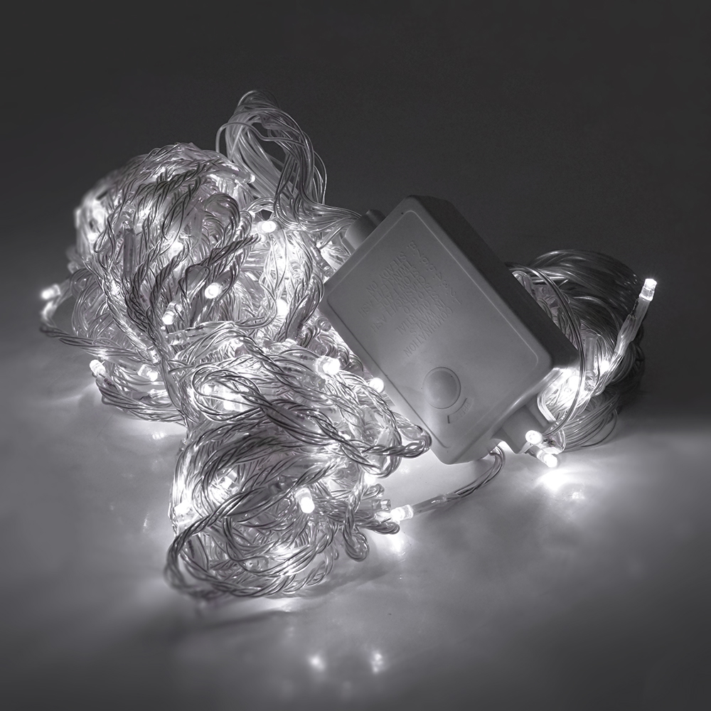 Гірлянди 330LED Водоспад (White) 8 режимів 3*2метри прозора ізоляція BOX (1786031)