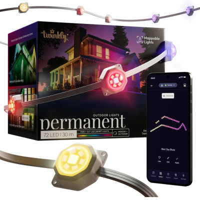 Гірлянда Twinkly Smart LED Permanent Light 72 RGB LED String, White Wire, Plug F, IP65 (TWPL072STP-T