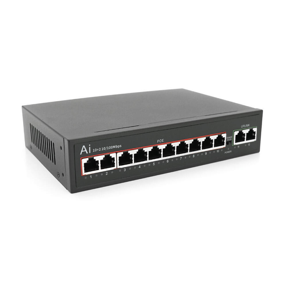POE комутатор Merlion 10 POE 10/100 + 2 RJ45 10/100 вбудований блок живлення 52V 2.5A (1718004)