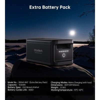 Додаткова батарея для зарядної станції Choetech BS065-BAT-BK 1536Wh (BS065-BAT-BK)