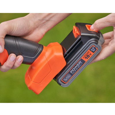Кущоріз Black&Decker 18 В, 2Ah, насадки- 20 см/8 мм, 10 см/18 мм, (BCSS18D1)