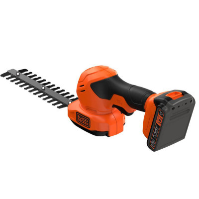 Кущоріз Black&Decker 18 В, 2Ah, насадки- 20 см/8 мм, 10 см/18 мм, (BCSS18D1)