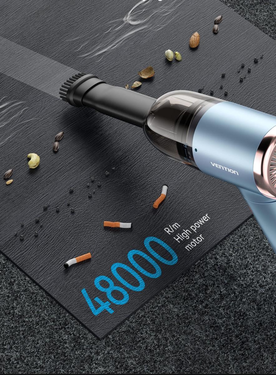 Автомобільний пилосос Vention 5000Pа 70W Li-Ion USB-C 4000мА/г синій (KRAL0)