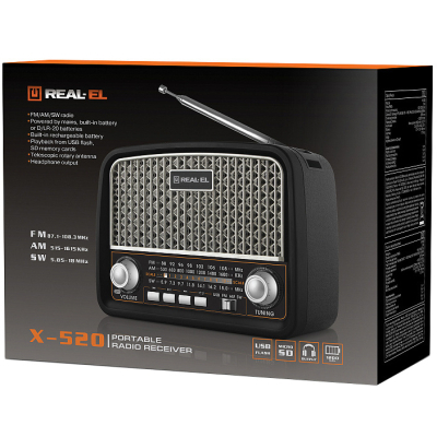 Портативний радіоприймач REAL-EL X-520 Black