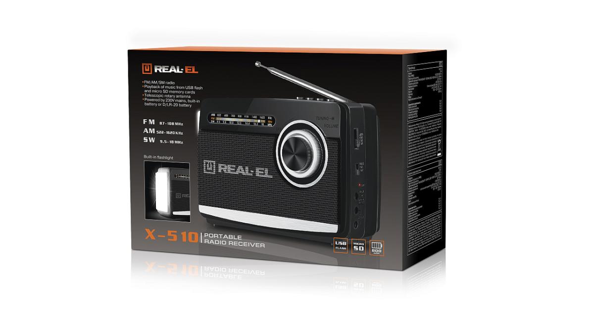 Портативний радіоприймач REAL-EL X-510 Black (EL121800003)