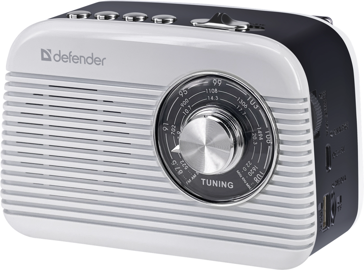 Радіоприймач DEFENDER (65089) Signal 5Вт FM/AM/SW/BT/USB/TF, White