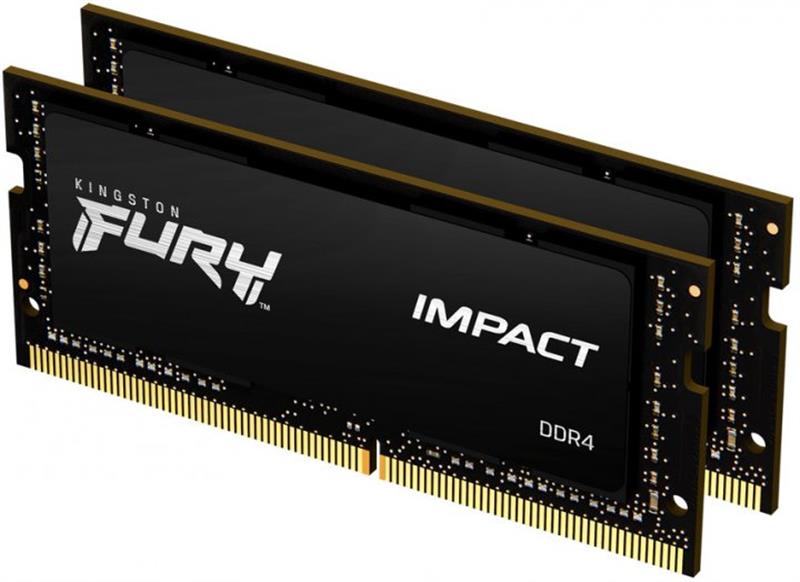 Модуль пам'яті для ноутбука SoDIMM DDR4 64GB (2x32GB) 3200 MHz Fury Impact Kingston Fury (ex.HyperX) (KF432S20IBK2/64)