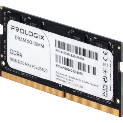 Модуль пам`ятi SO-DIMM DDR4 16GB/3200 Prologix (PRO16GB3200D4S)