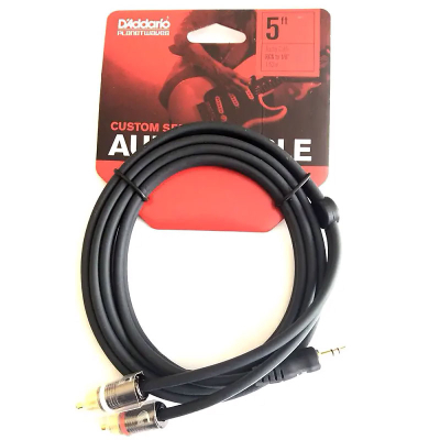 Інсертний кабель D'Addario Custom Series Dual RCA to 3.5 Stereo Mini Jack Cable (1.5m) (PW-MP-05)